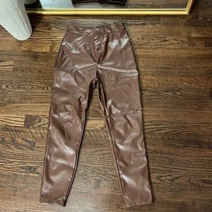 Brown faux leather pants